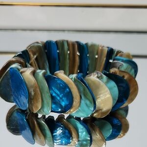 Blue and Brown Shell Bracelet
